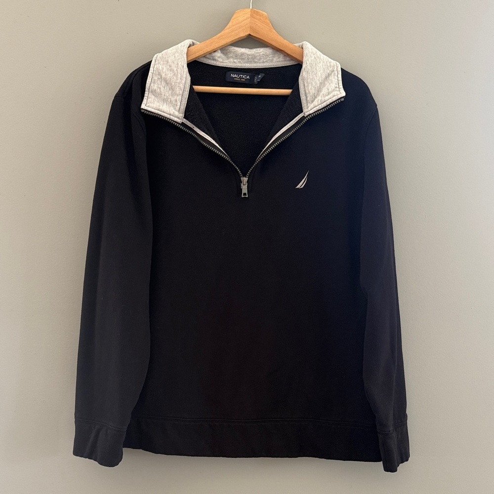 Nautica Black/Light Grey Half Zip Fleece Pullover XL